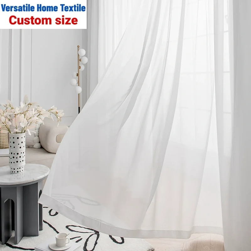 

White Tulle Modern Sheer Curtains for Living Dining Room Bedroom Luxury Fashion Transparent Window Decor Yarm Door Elegant 창문커텐