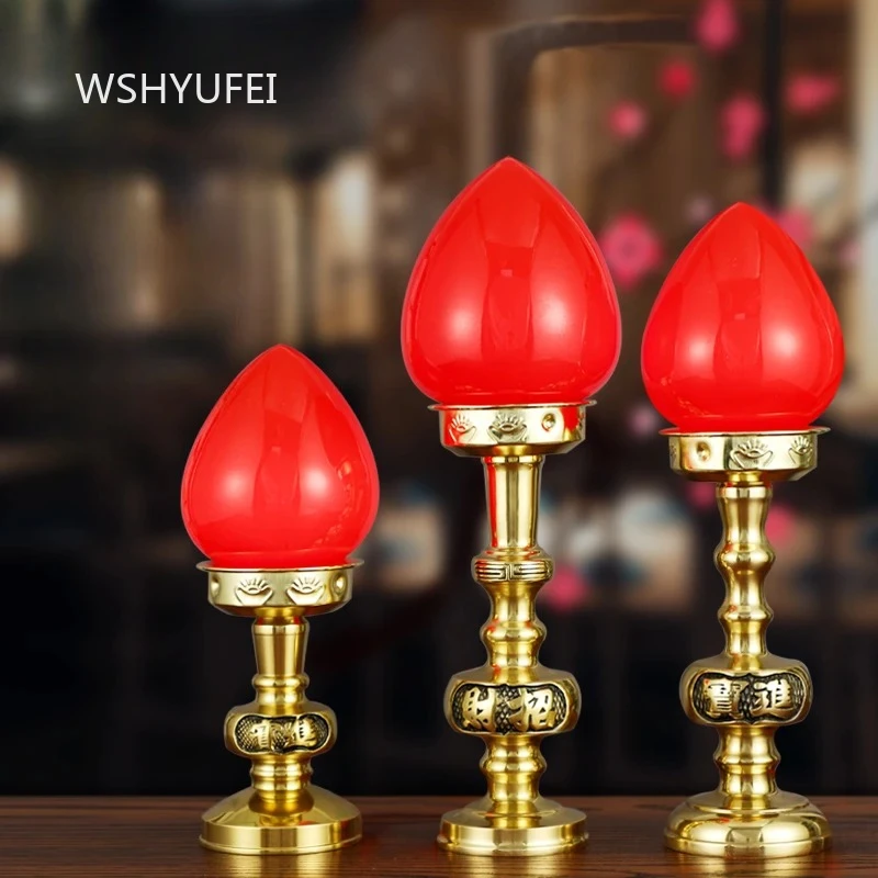 2pcs Household Metal  Buddhist Simulated Candlestick Offering Feng Shui Pray for Auspiciousness Household Sacrifice Figurines