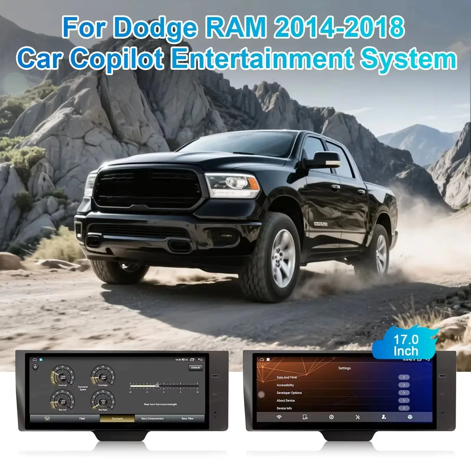 

Android Auto Wireless Carplay Car Co-pilot Display For Dodge Ram 1500 2500 3500 2013 2014-2018 Radio Passenger Multimedia Player