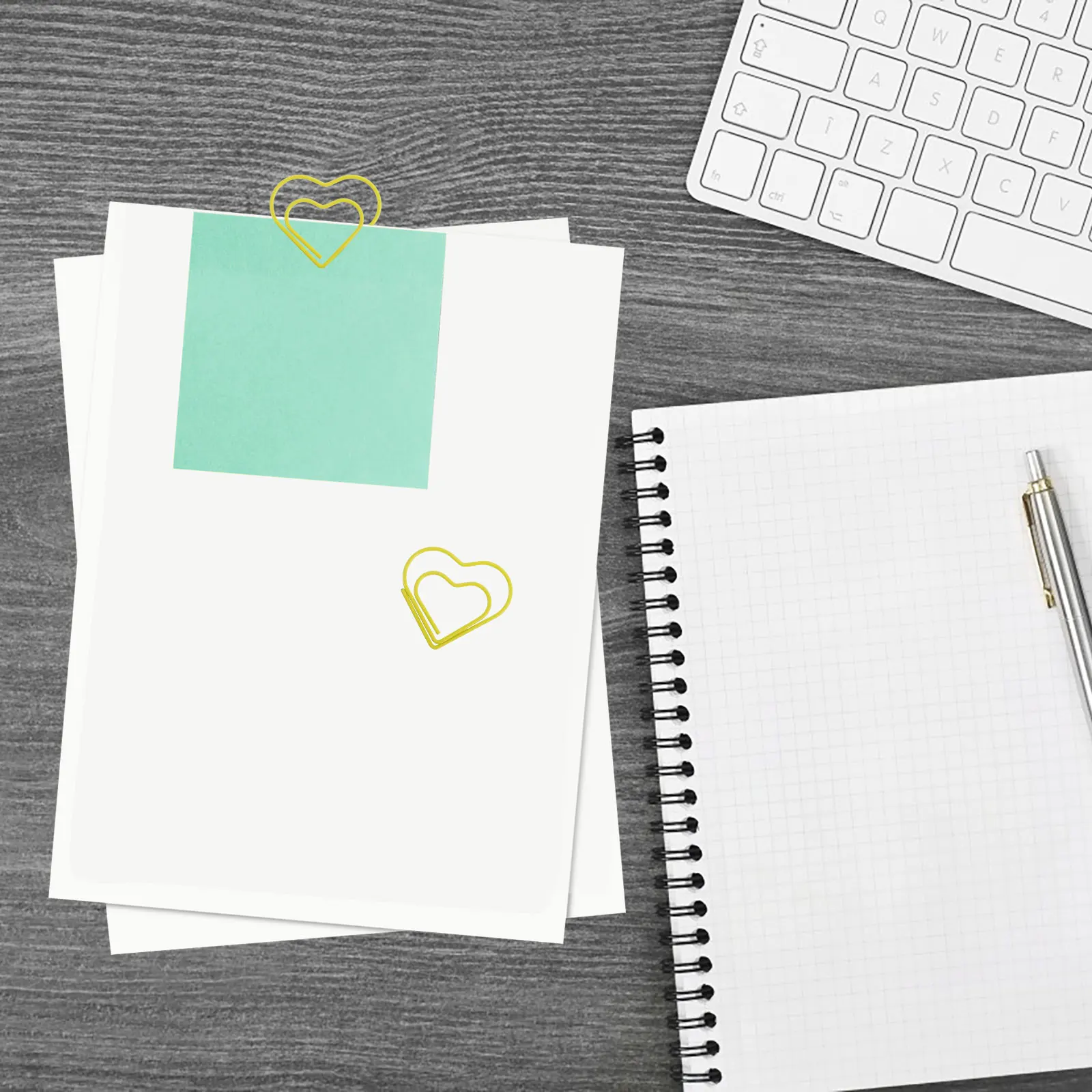 

100Pcs Heart Shaped Paper Clips Yellow Metal Cute Decorative Clips for Office School Home Document Organizing Page Marking