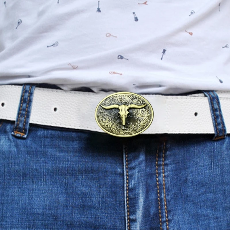 Fashion Belt Buckle Metal Head Teens Waist Belt Buckle with Carved Pattern Dropsale