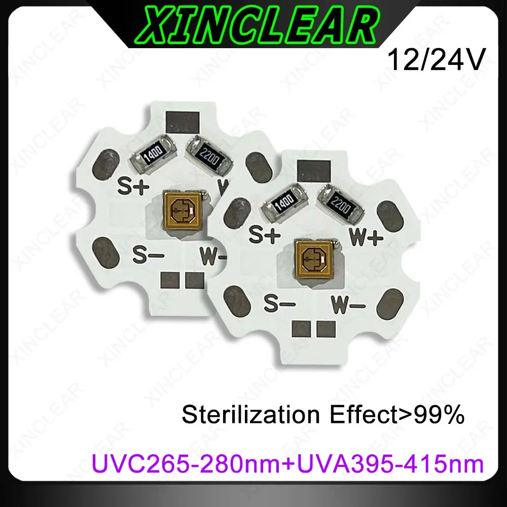 led uv profundo dc12v 24v uvc 270nm 280nm uva 395 410nm chip 3535 35mw com lampada uv pcb de 20 mm para desinfeccao de virus de ar de agua 01