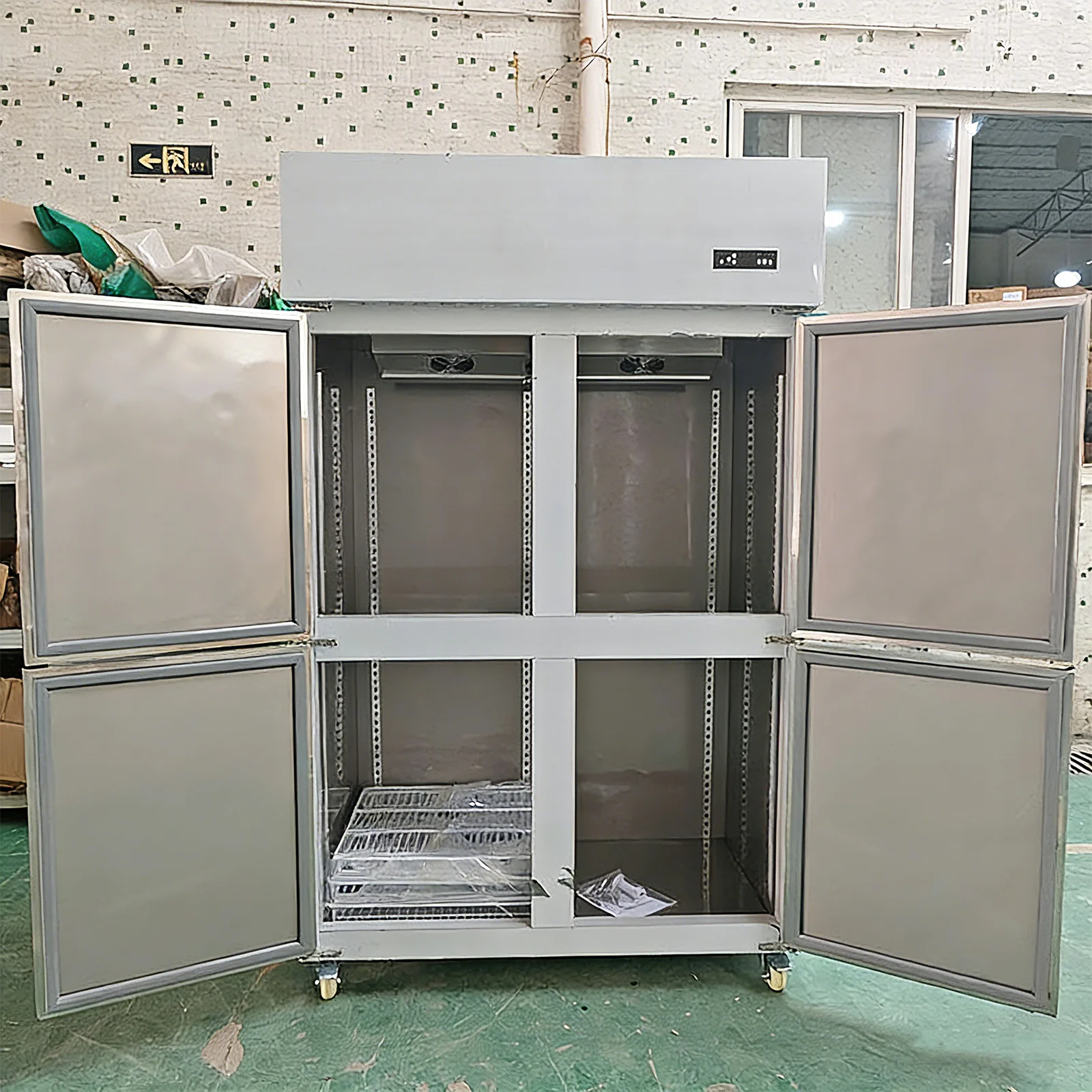 For Commercial Stainless Steel 4-Door Upright Vertical Meat Freezer Kitchen For Direct Cooling Refrigeration Supermarket Fridge