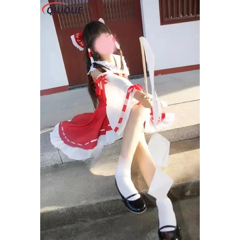 

2025 11 Anime Touhou Project Hakurei Reimu Cosplay Costume Mikofuku Women Uniform Dress Full Set Outfit