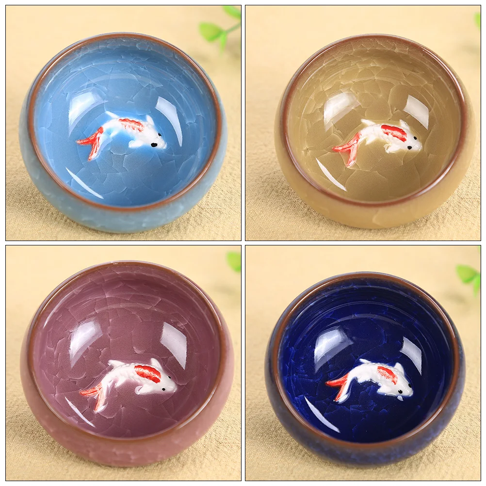 

Керамический чайный сервиз с рыбками, 6 шт., художественный креативный стиль, удобный на ощупь материал премиум-класса, безопасное использование, наслаждайтесь временем чая в домашнем офисе