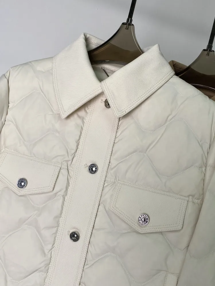 الخريف الشتاء النساء Argyle قصيرة أسفل معطف ترتيب الأسرة طوق واحدة الصدر سترة منفوخة أوزة أسفل الدافئة يندبروف ملابس خارجية #5