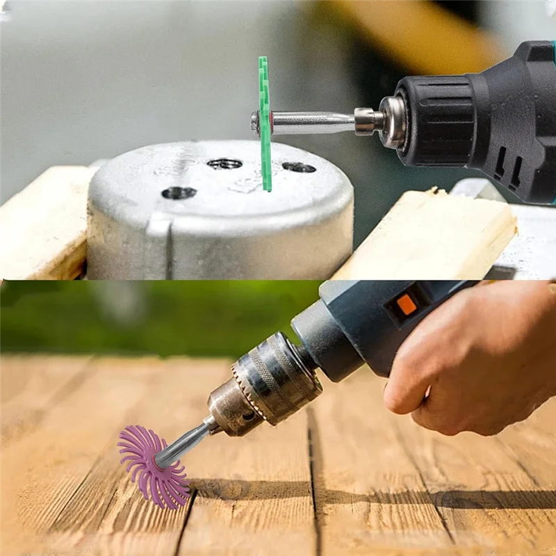 ABCA-1/8 "haste 42 peças 1" kit de disco de cerdas radiais para ferramenta rotativa-escovas abrasivas de grão misto com almofadas de polimento de lacunas