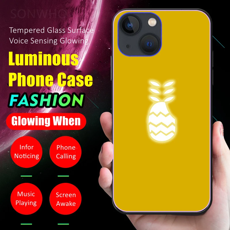 

Pineapple LED Light Glowing Luminous Case for iPhone 12 13 14 15 Pro Max Samsung S23 S24 Note 20 Plus Ultra Cool Birthday Gift