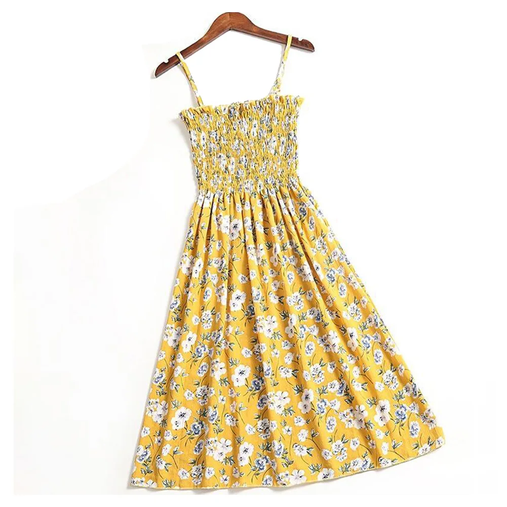 스타일리시 여성 스트랩 플로럴 쉬폰 원피스, 캐쥬얼 2024 신상, 직송