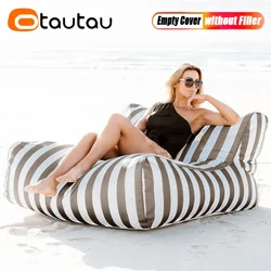 OTAUTAU Outdoor Stripes Bean Bag Pouf Cover No Filler Swiming Pool Floating Sofa Bed Beach Garden Chaise Lounge Puff Salon SF080