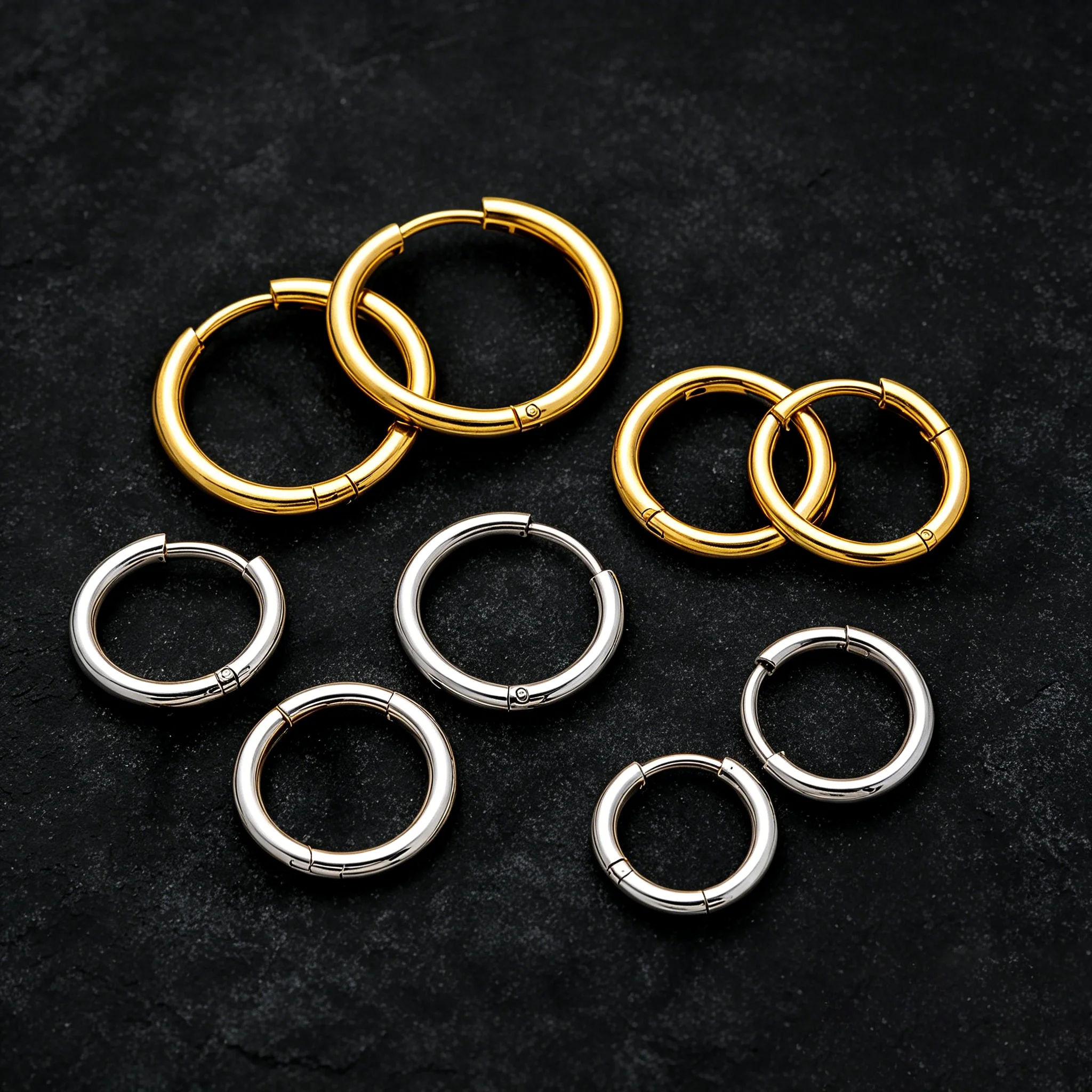 10pcs/Lot Stainless Steel Hoop Earrings Women Earring Men Punk Hiphop Gifts Gold Color Jewelry Piercing DIY Ear Circle Accessory