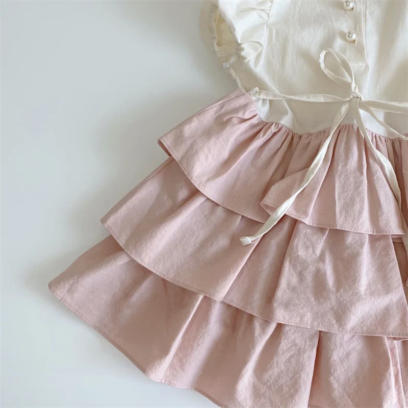 

ins summer dress new princess skirt girl baby foreign air bubble sleeve three-section cake hemline dress