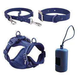 Dog Harness Adjustable Chest Strap Three-Piece Set Collars-f- Harnesses & Leashes Small Medium Dog Double Leash