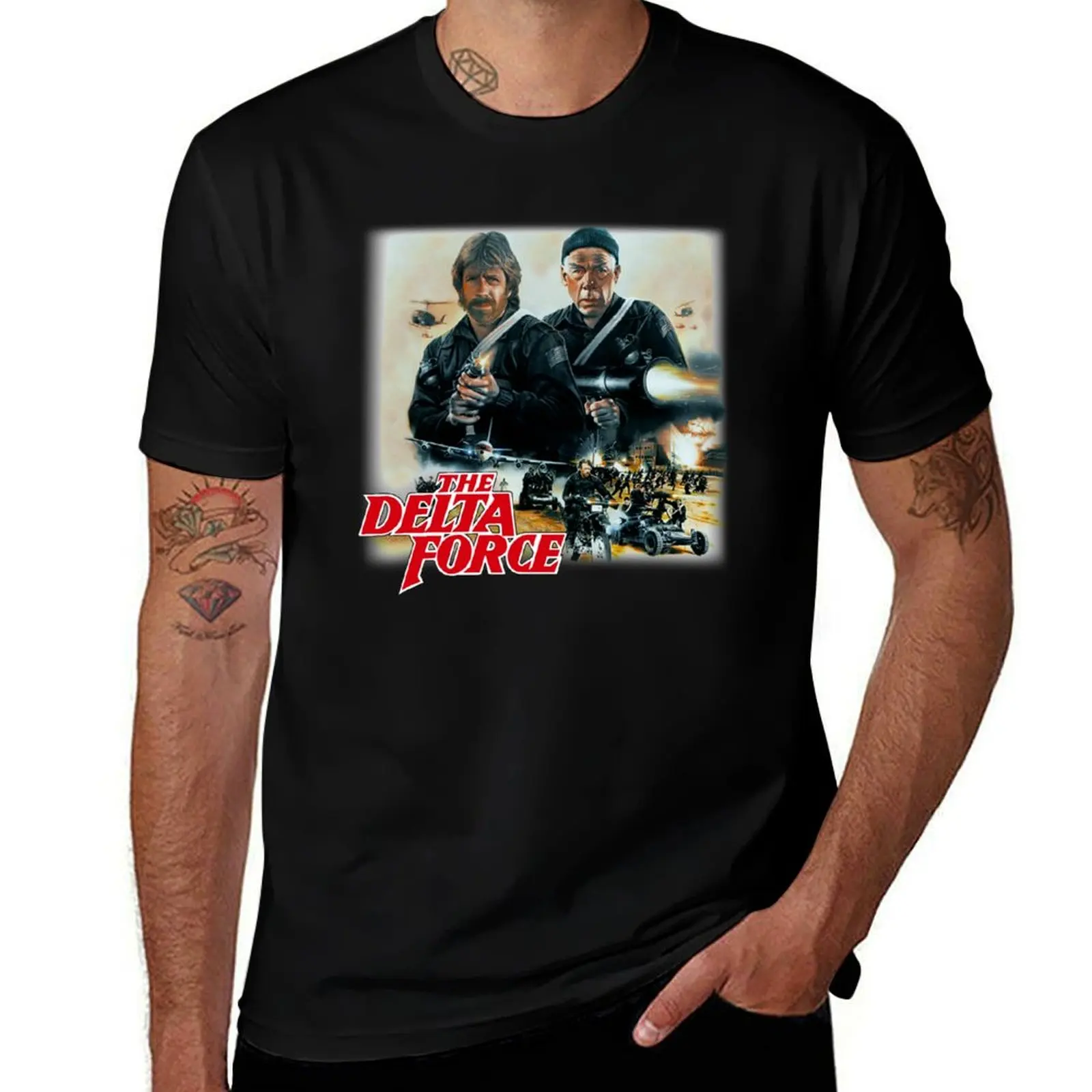 Chuck Norris - Delta Force T-Shirt Basic Crew Neck Short Sleeve Top T-Shirt