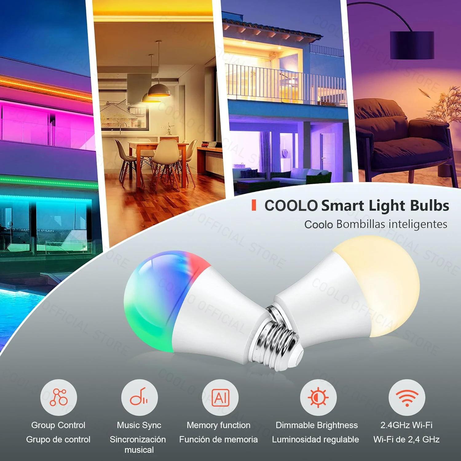 Bombilla LED inteligente con WiFi, lámpara regulable con Control por aplicación Smart Life, funciona con Alexa, Amazon, asistente de Google, Tuya, E27, 15W