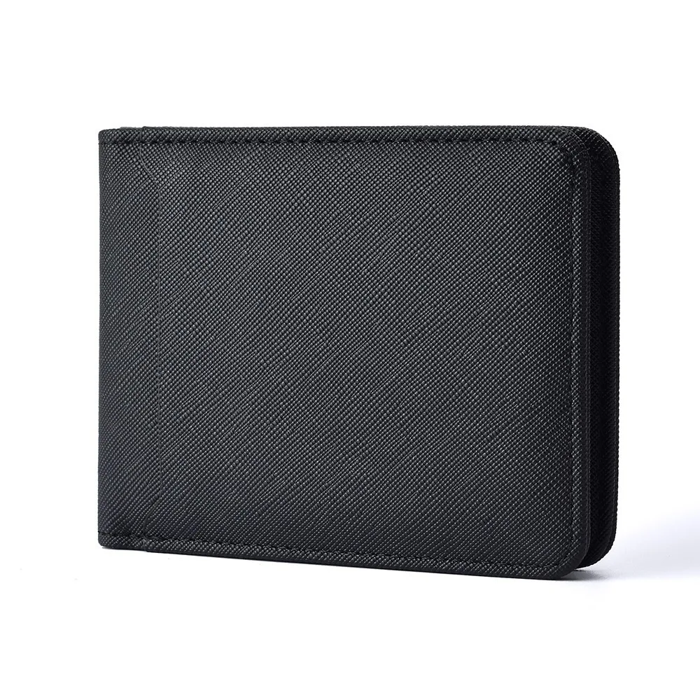 

Leisure Business Short Wallet Large Capacity Multiple Card Slots Card Holder PU Solid-Color Male Wallet For ID Card Bank Card
