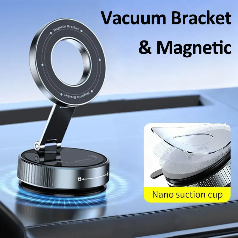 

Магнитный держатель для телефона и складная вакуумная присоска для Magsafe iPhone 17, 16, 15, 14, 13, 12, автомобильный кронштейн для мобильного телефона на приборной панели