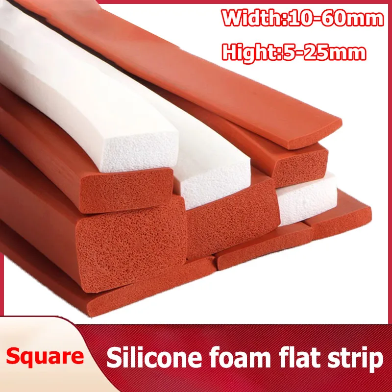 

1Meter Silicone Foam Flat Square Anti-skid Anti-collision Sealing Strip Rectangular Sealing Strip For Car Doors And Windows