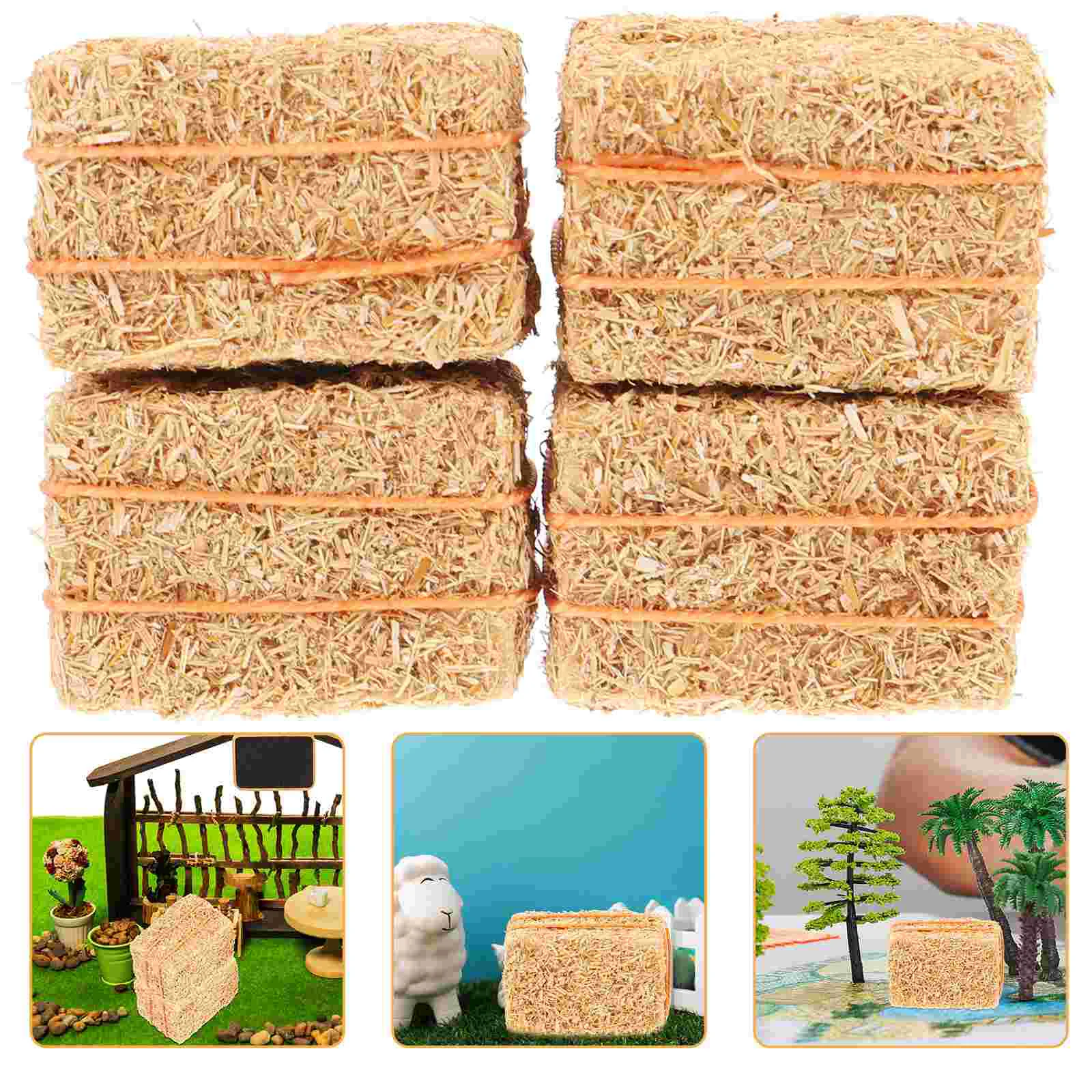 4 ชิ้นตกแต่งตุ๊กตา Haystack มินิตุ๊กตา Bales หญ้าของเล่น DIY อุปกรณ์เสริม