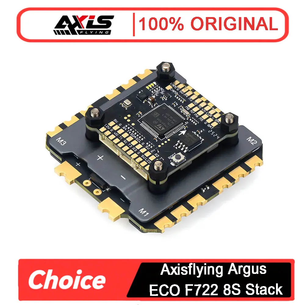 

Axisflying Argus ECO F722 8S FC Stack (80A/120A 8/32bit ESC, 8-Motor Support) - Plug & Play for FPV Freestyle Drones