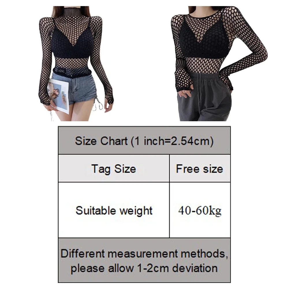 Maglia sexy da donna a maniche lunghe Top divertente Hollow Moda a rete Party Causale Slim Fit Top T-shirt traspiranti femminili