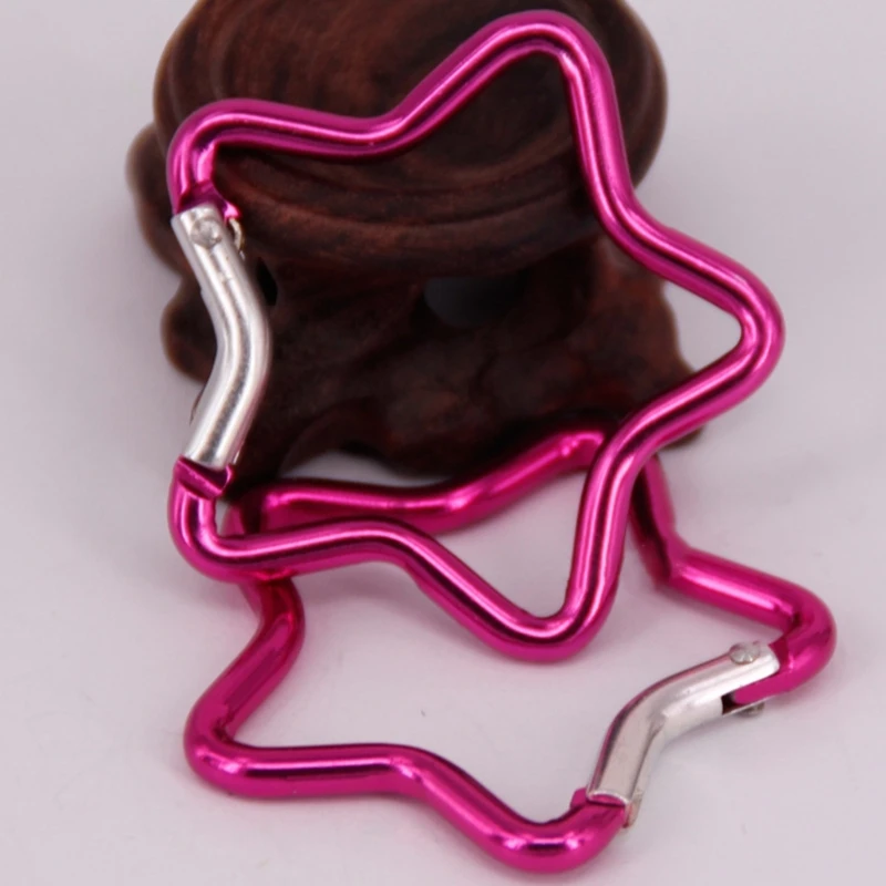 Picture 6: Aluminum Alloy Outdoor Star Shaped Spring Locking Carabiner Clip Keychains For Backpack Camping Hiking Traveling