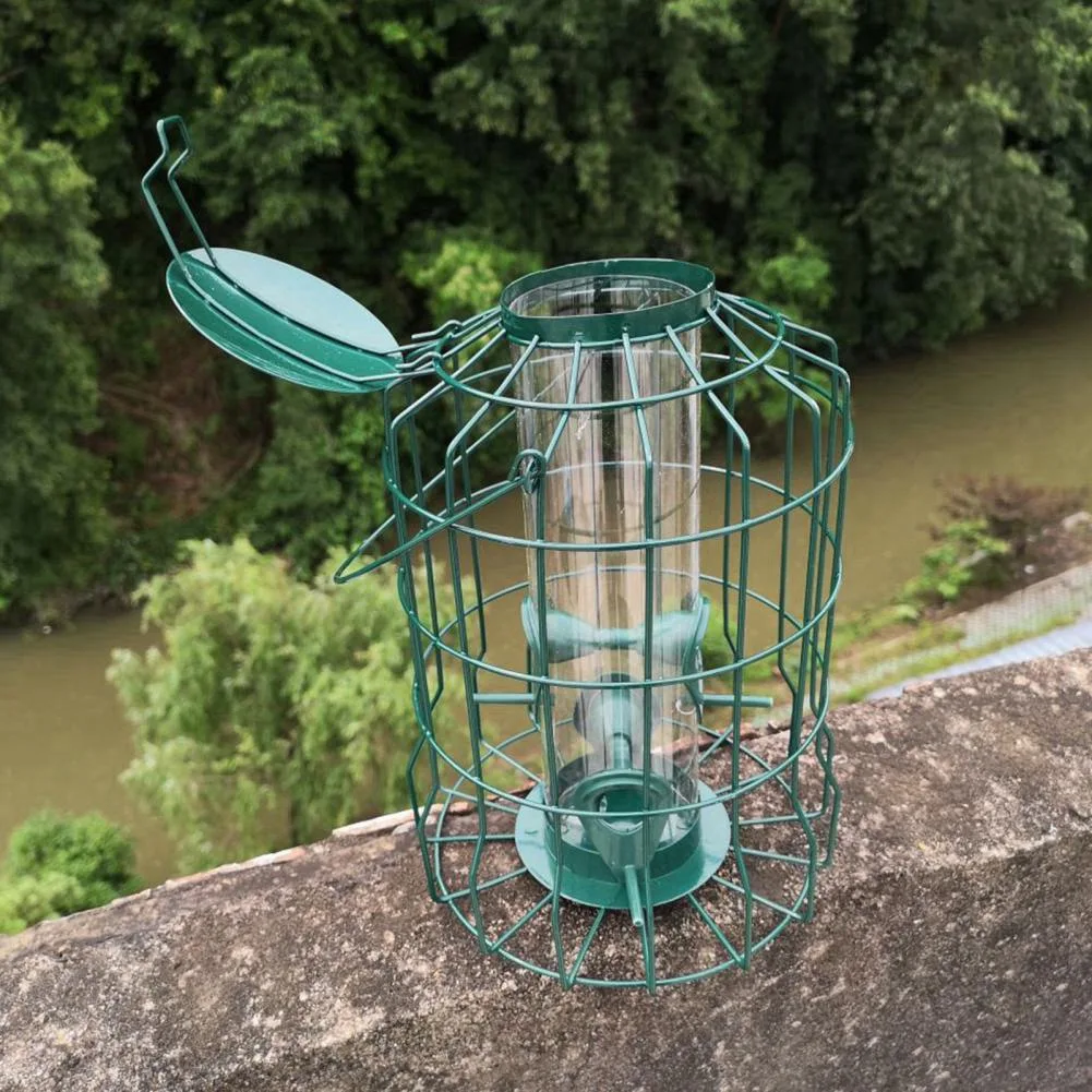 جديد الطيور رادع المغذية الصدأ واقية معلقة الطيور المغذية قفص لحديقة الفناء الخلفي السنجاب واقية البرية تغذية الطيور الأخضر #5