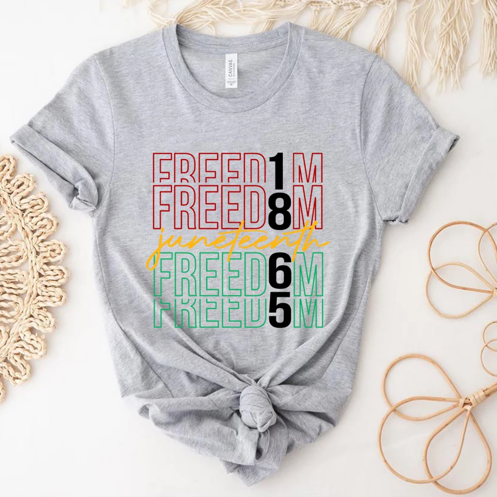 Juneteenth T-Shirt 1865 Juneteenth Shirts  Black History Tees African American Top Black Woman Summer Short Sleeves Casual Tops