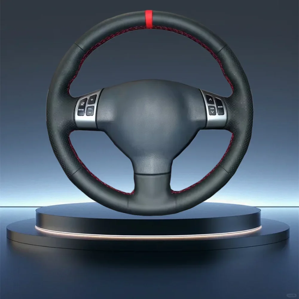 Auto-Lenkradbezug für Suzuki Swift 2011–2013, Auto-Innenzubehör, handgenähtes, schwarzes, perforiertes Mikrofaser-Leder