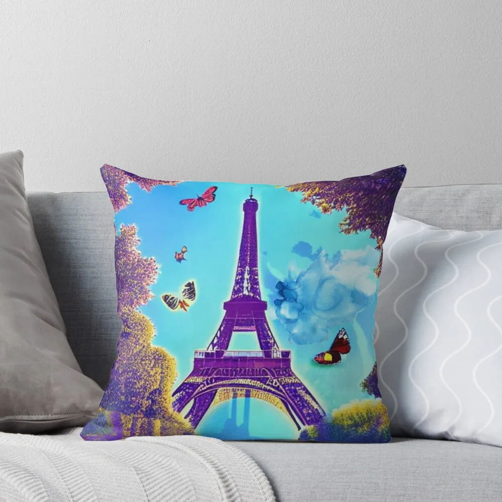 

Blue Watercolor Paint Of Eiffel Tower Throw Pillow pillow cover christmas sleeping pillows Decorative pillow case