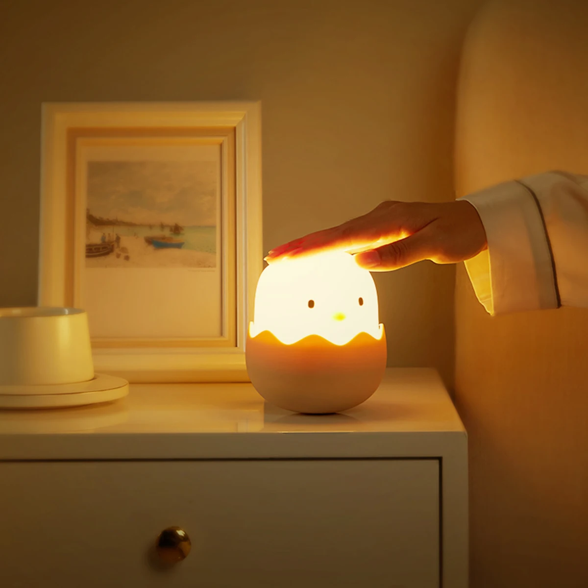 LED Night Light for Children, Soft Silicone, USB Rechargeable, Bedroom Decor, Animal, Chick, Touch Night Lamp, Kids Gift