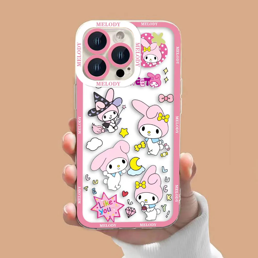 Anime My M-Melody C-Cinnamoroll Cover Angel Eyes Clear Phone Case For OPPO RENO 11 11F 10 8 8Z 8T 7 7Z 6 6Z 5G 5F 4 2 FIND Case