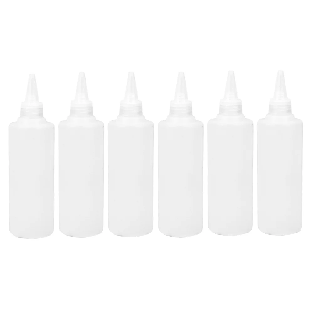 

6pcs 250ml Tip Applicator Bottle Plastic Squeeze Bottle Clear Liquid Dispenser (White) tip bottle tip squeeze bottle