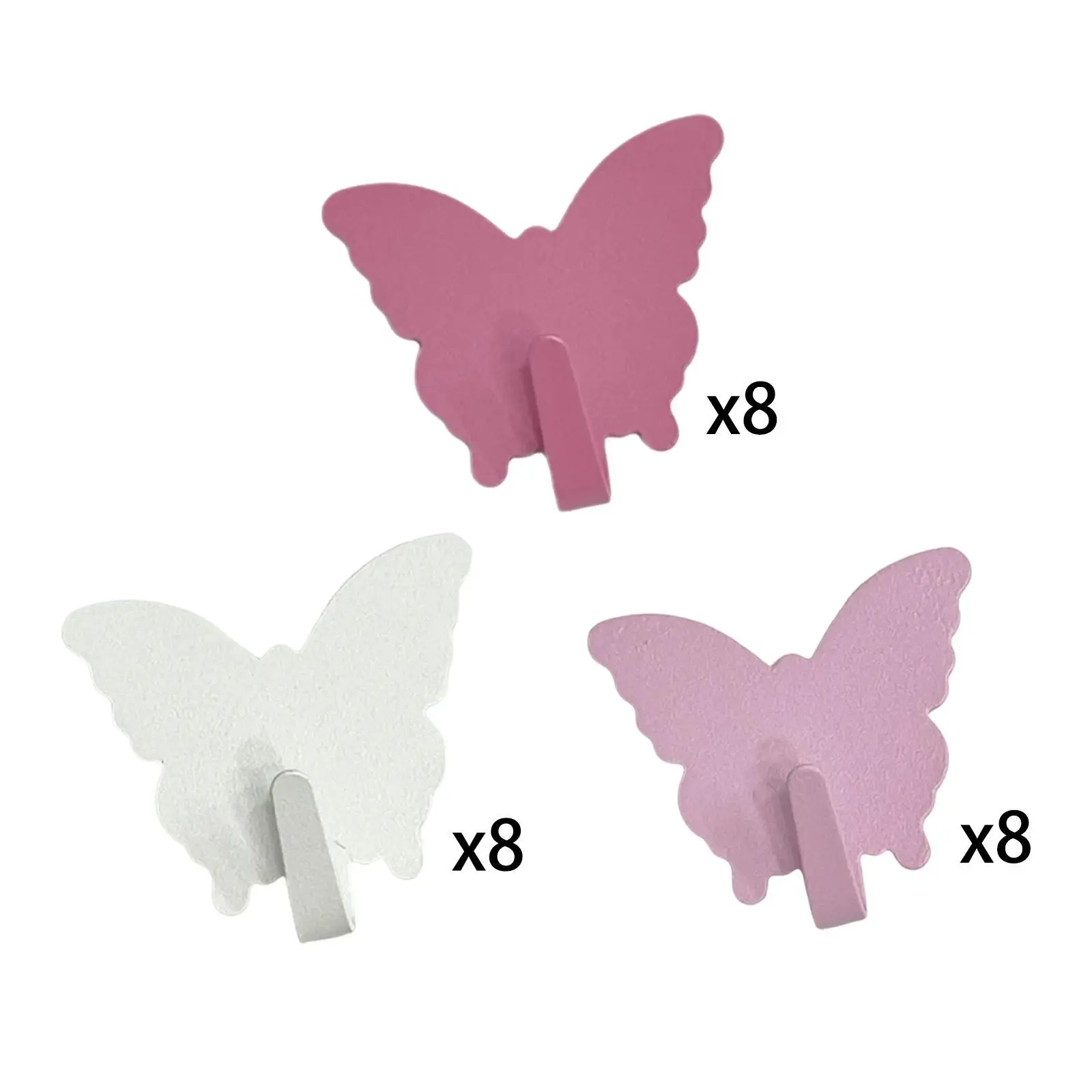 

8x Butterfly Wall Hooks Kitchen Heavy Duty Decorative Towel Hooks Metal Hangers Coat Rack for Hanging Jewelry Hats Bags Backpack