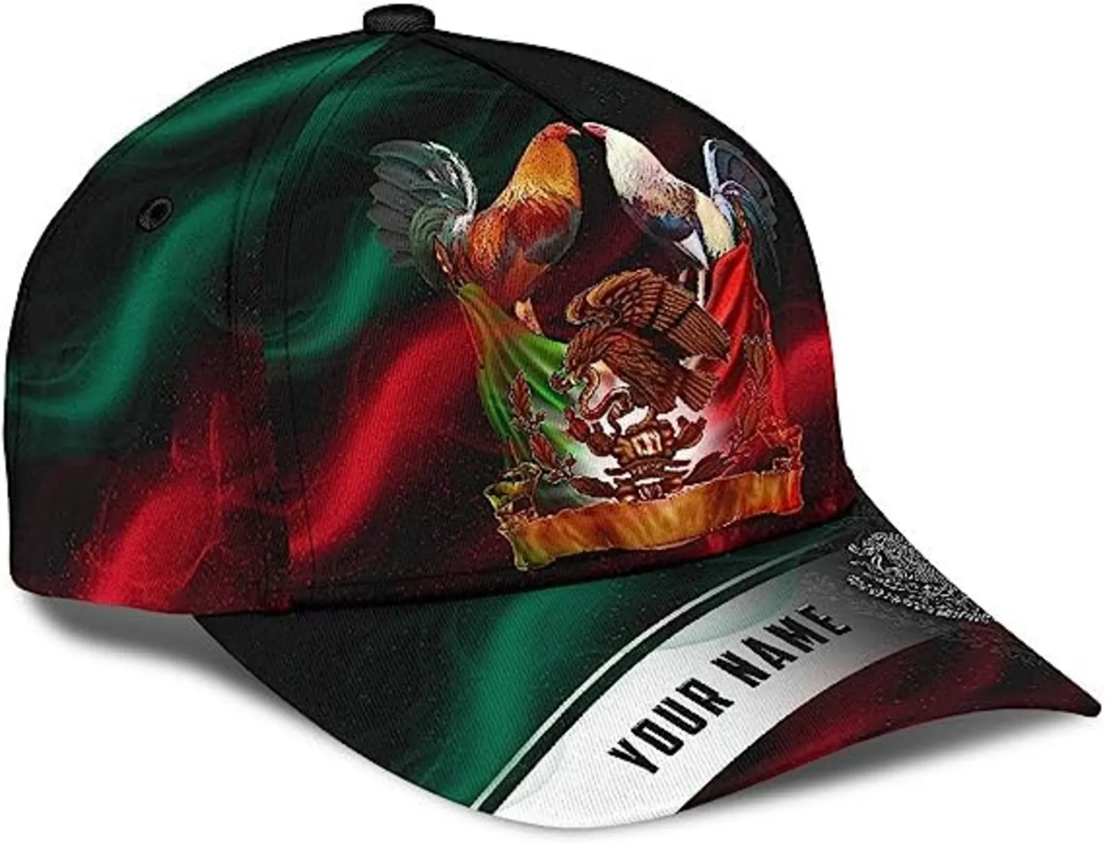 Custom Personalized Mexico Rooster Baseball Cap, Custom Adjustable 3D Printed Mexico Rooster Baseball Cap Snapback, Gifts For Me