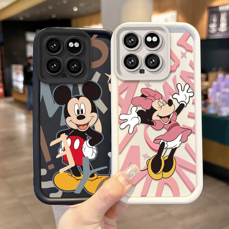 Lovely Disney Mickey Minnie Case for Xiaomi Mi 14 13 13T 12 12T Pro 12X 12S 11 Lite 11T POCO F5 X5 X3 NFC Silicone Cover Funda