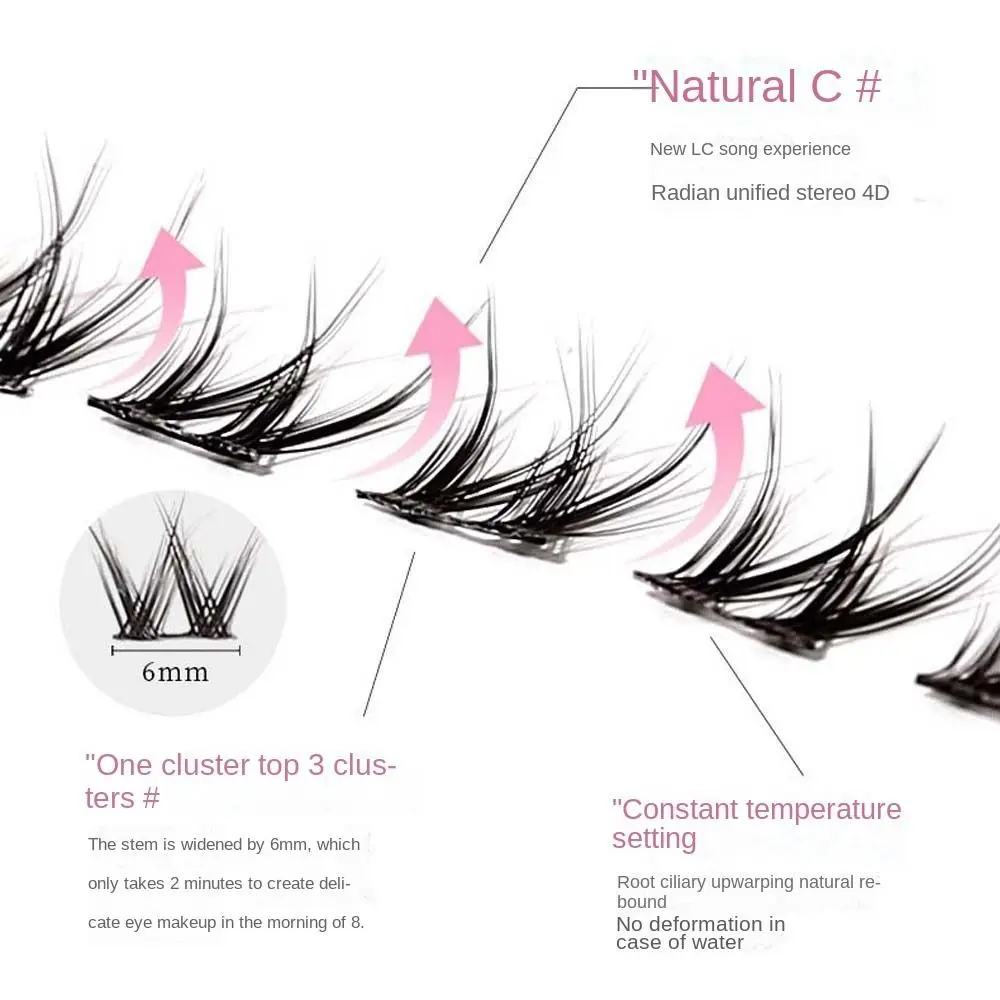 Cílios postiços segmentados l curvados, faça você mesmo, oblíquos, alados, individuais, reutilizáveis, grande capacidade, extensões de cílios