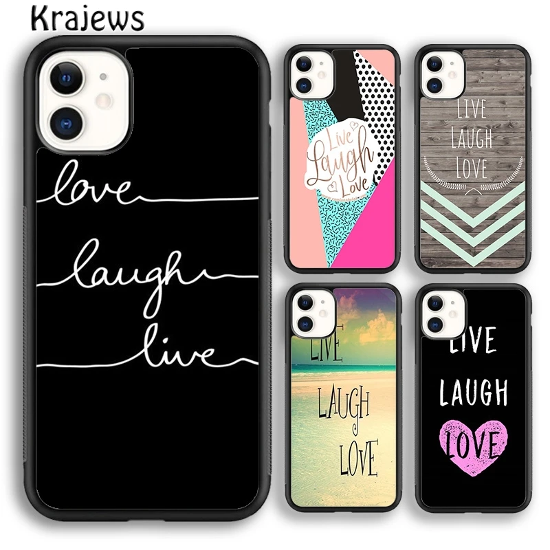 Krajews Live Laugh Love Quotes Soft Phone Case Cover For iPhone 16 15 SE2020 14 6 7 8 plus 11 12 13 pro max coque Fundas