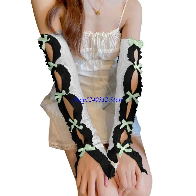 

634C Stretchable Butterfly Design Forearm Protectors Lightweight Costume Gloves Travel Friendly Unisex Accessory