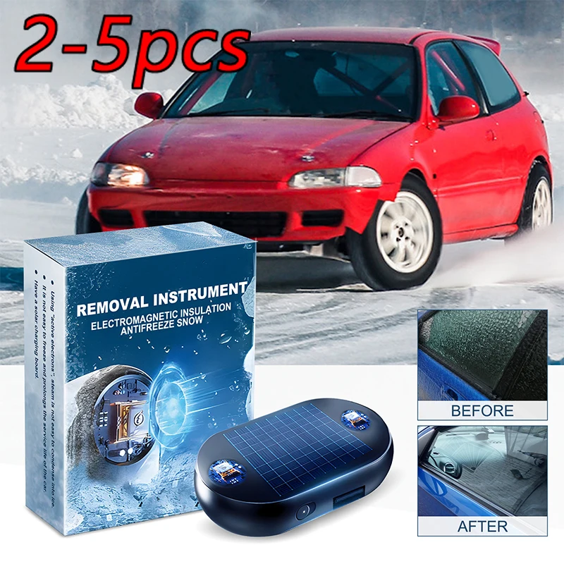 Removedor de nieve antihielo para ventana de coche, dispositivo de descongelación Solar/USB, 2-5 piezas, para invierno