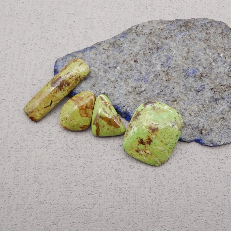 4pcs Natural Stone Cabochons,Gaspeite Gemstone Bracelet Necklace Pendant DIY Jewelry Accessories 26x21x4mm 11g