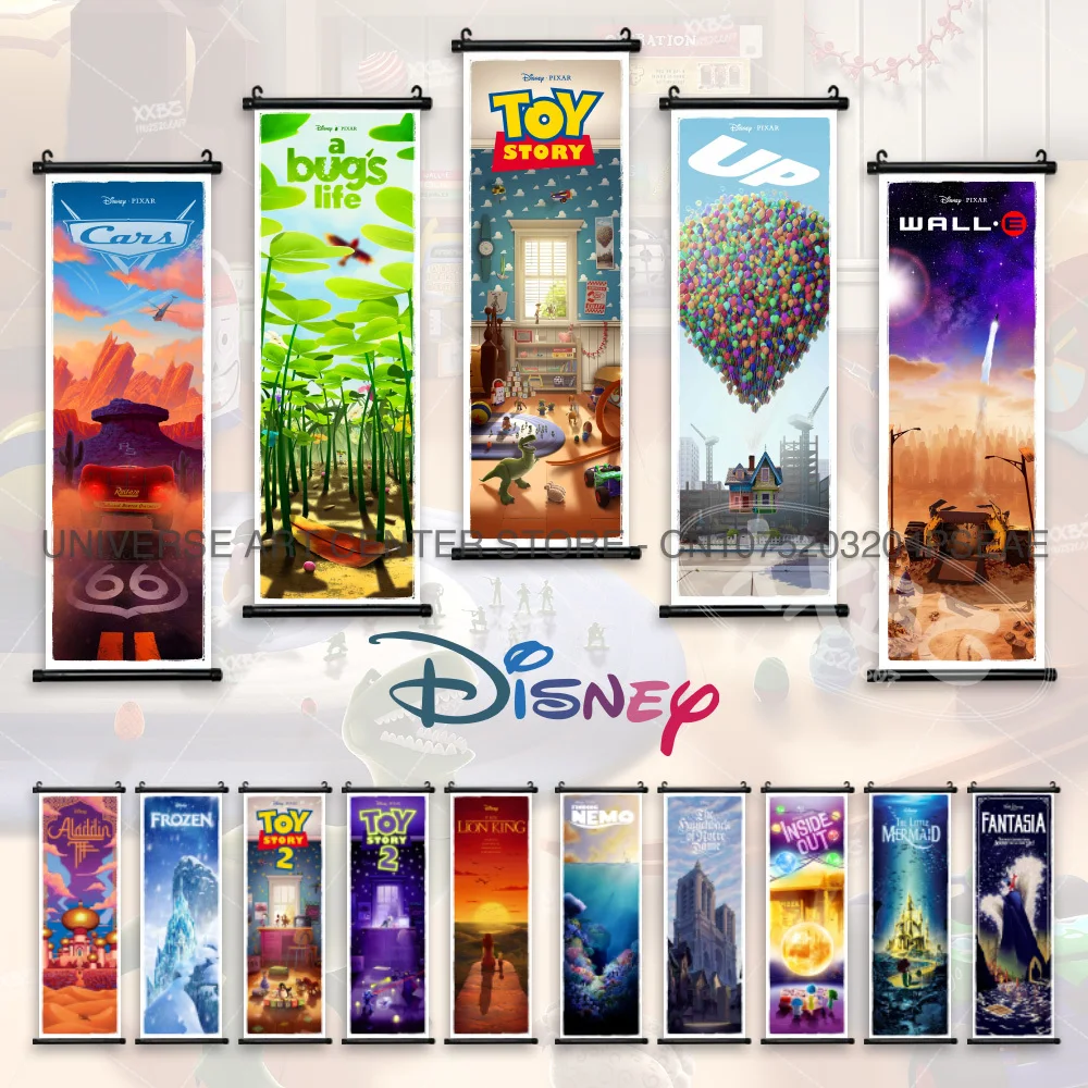 Disney Poster Zootopia Hanging Painting Winnie Wall Art Frozen Scrolls Pictur The Lion King Home Decoration Peter Pan Wallpaper