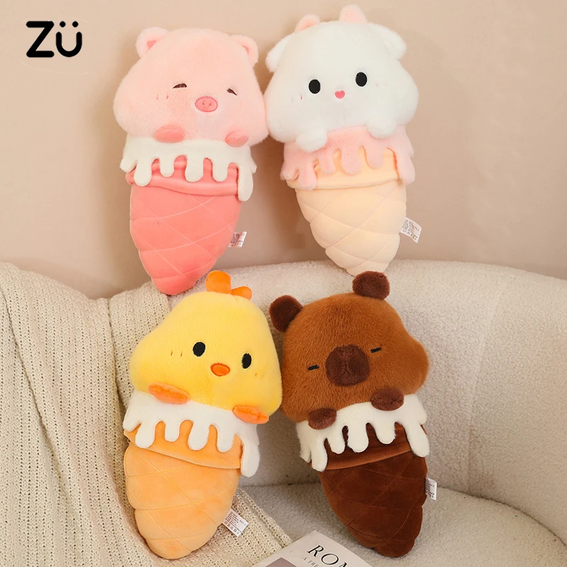 35-60cm Cute flavor Icecream Plush Pillow Kawaii Stuffed Animal Capybara Pig Sheep Chicken Toys Soft Hug Pillow Room Sofa Decor