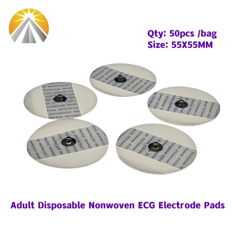 Adult or Pediatric Multi Sizes 50 PCS White Foam Disposable ECG Electrodes Medical Electrode Patch Nonwoven ECG Electrode Pads