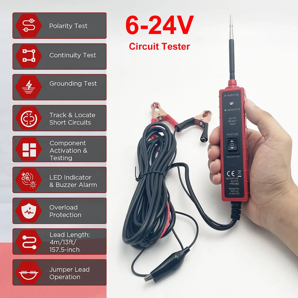 6V 12V 24V Car Power Circuit Probe Tester Automotive Electric Circuit Test Relay Auto Repair Diagnosis Scanner Tool Truck Moto