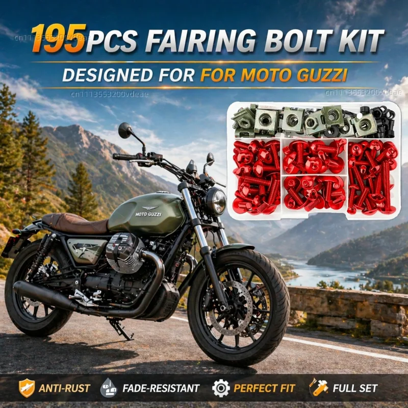 195Pcs Motorcycle Aluminum Fairing Bolt Screws Kit Nut Clips For MOTO GUZZI V85TT V 85 TT V85 TT CNC Fastener Hardware Bodywork