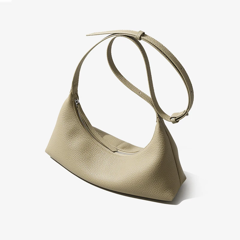 Borsa a tracolla Hobo da donna in vera pelle per donna Borsa a tracolla in pelle di vacchetta con strato superiore Mezza luna per pendolari casual a