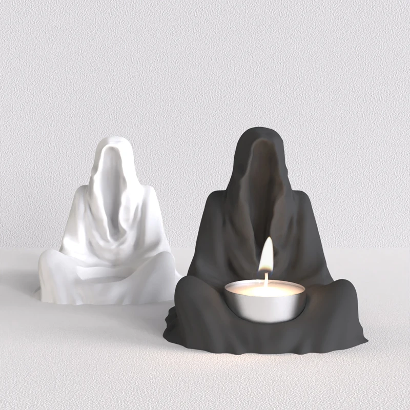 

Creative concrete candlestick Mold Black CapeDeath Candle pedestal Silicone mold Cement Aromatherapy Candlestick decoration Mold