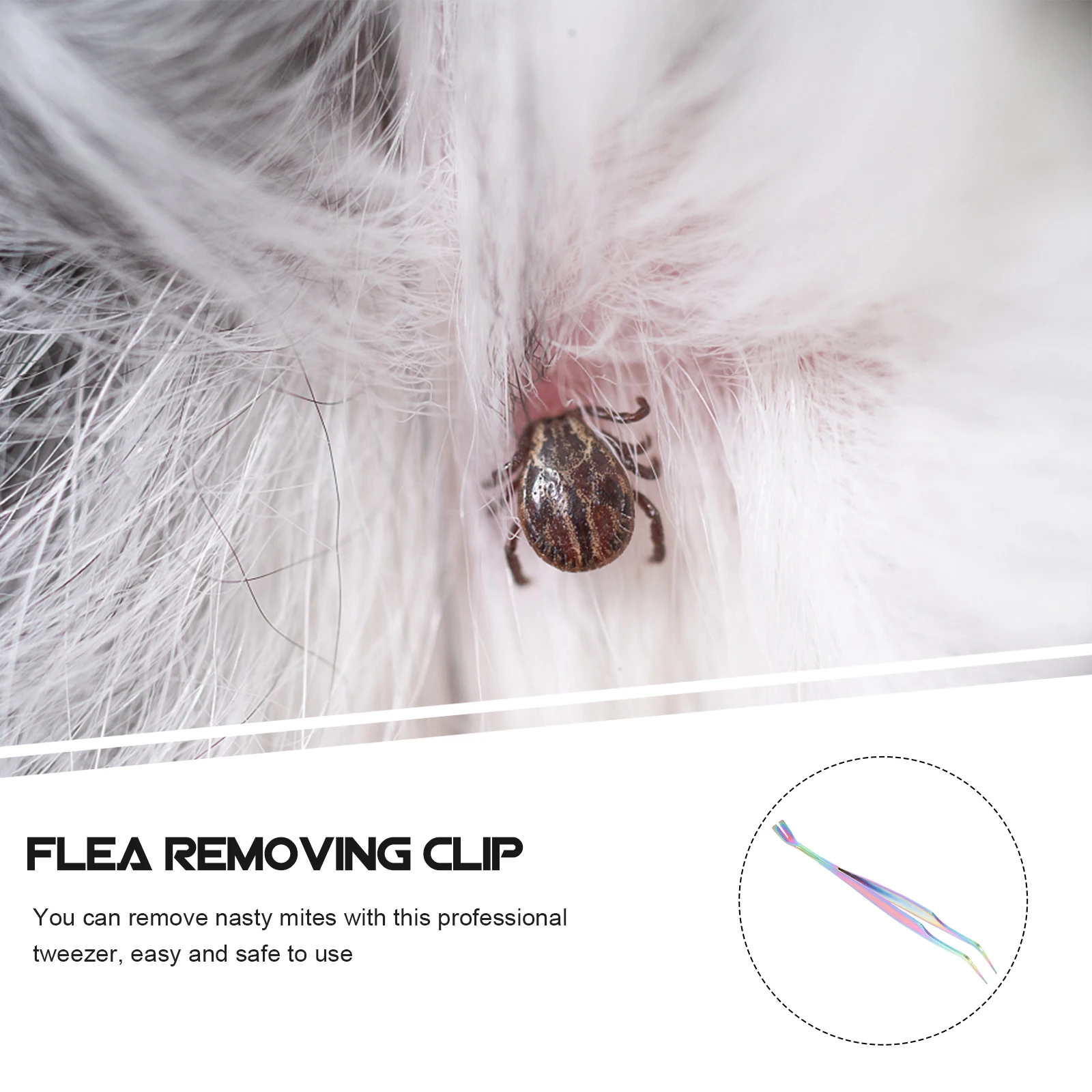 

Stainless Steel Pet Clip Tweezers for Dog Flea Treatment Removal Kit withHead Includes Black PVC Bag
