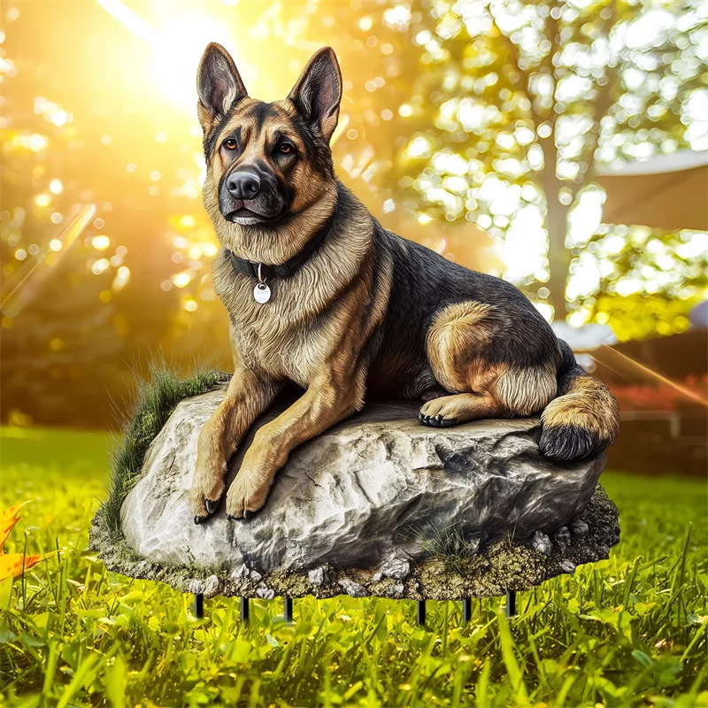 1PCS collie is planted in the garden piles, sun catcher acrylic decoration, animal themed courtyard and lawn decoration,